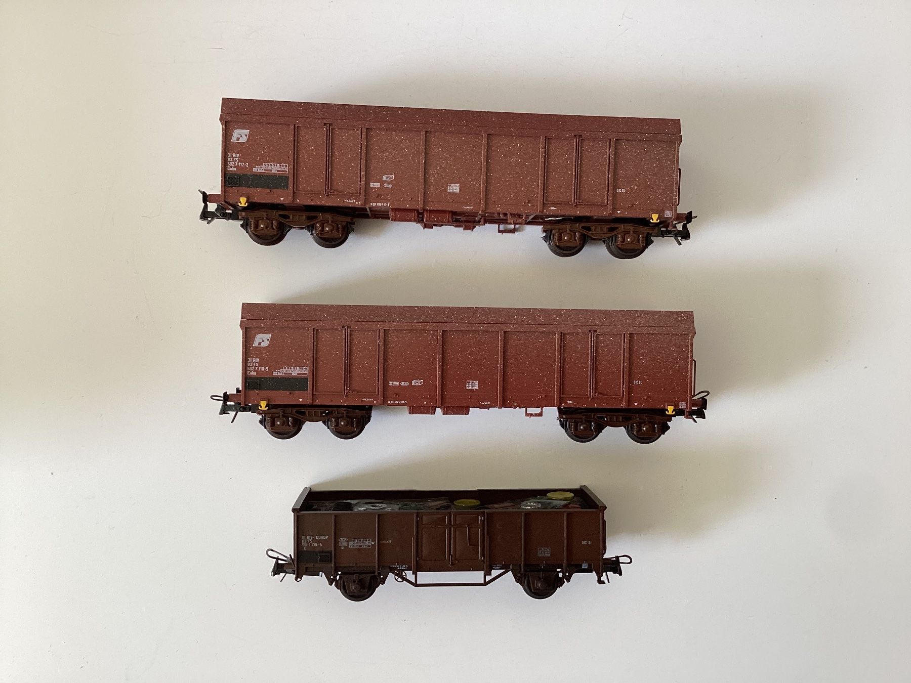Kleinbahn Modellini di ferrovie: Klein Modellbahn Güterwagen FS 1:87 H0 – Usato da Effretikon venduto da simtek_de