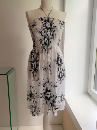 Luftiges Sommer-/Strandkleid schwarz/weiss, one size *NEU*