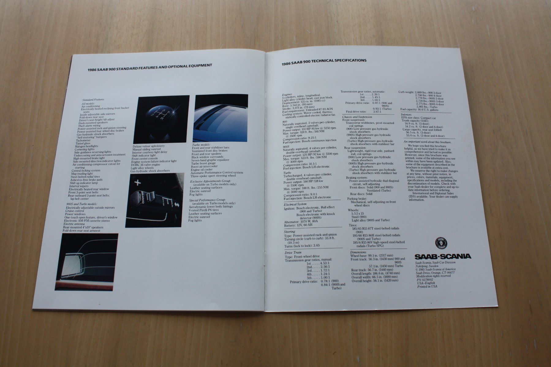 Saab Documenti: Saab 900 USA Prospekt 1986 – Usato da Wikon venduto da erwin400 9
