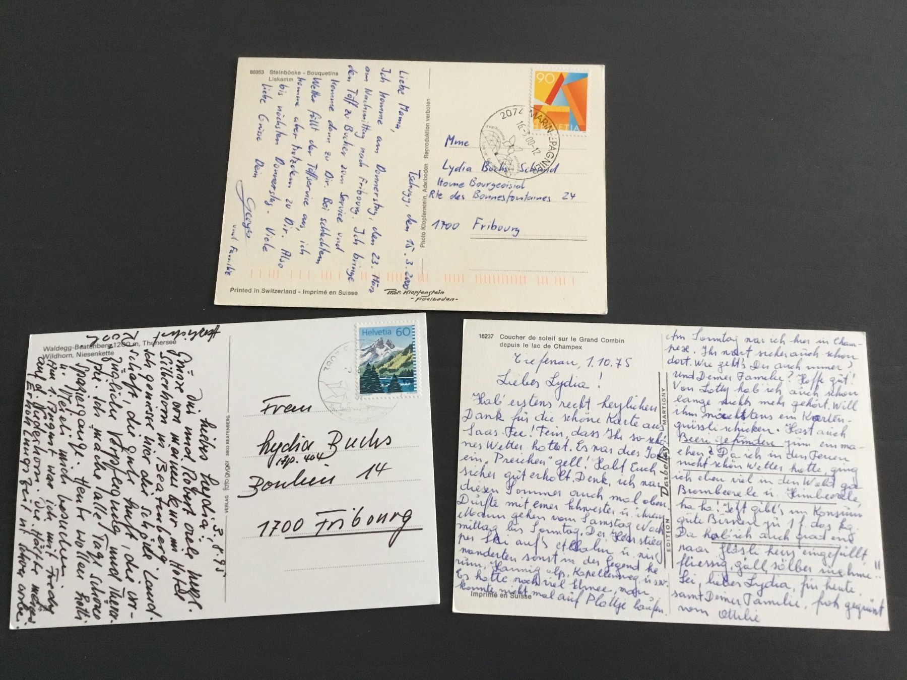 Cartoline postali: Schweizer Alpen: Grand Combin, Niesenkette, Liskamm – Usato da Kerzers venduto da Georges3210 1