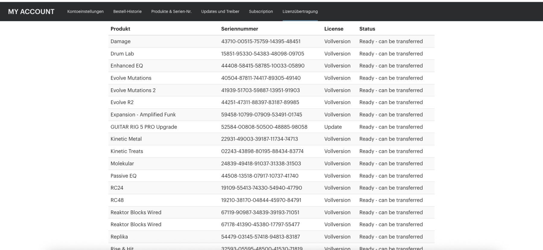 Native Instruments Software: native instruments transfer licence alle/einzelne Plugins – Nuovo (secondo la descrizione) da Amriswil venduto da panther555
