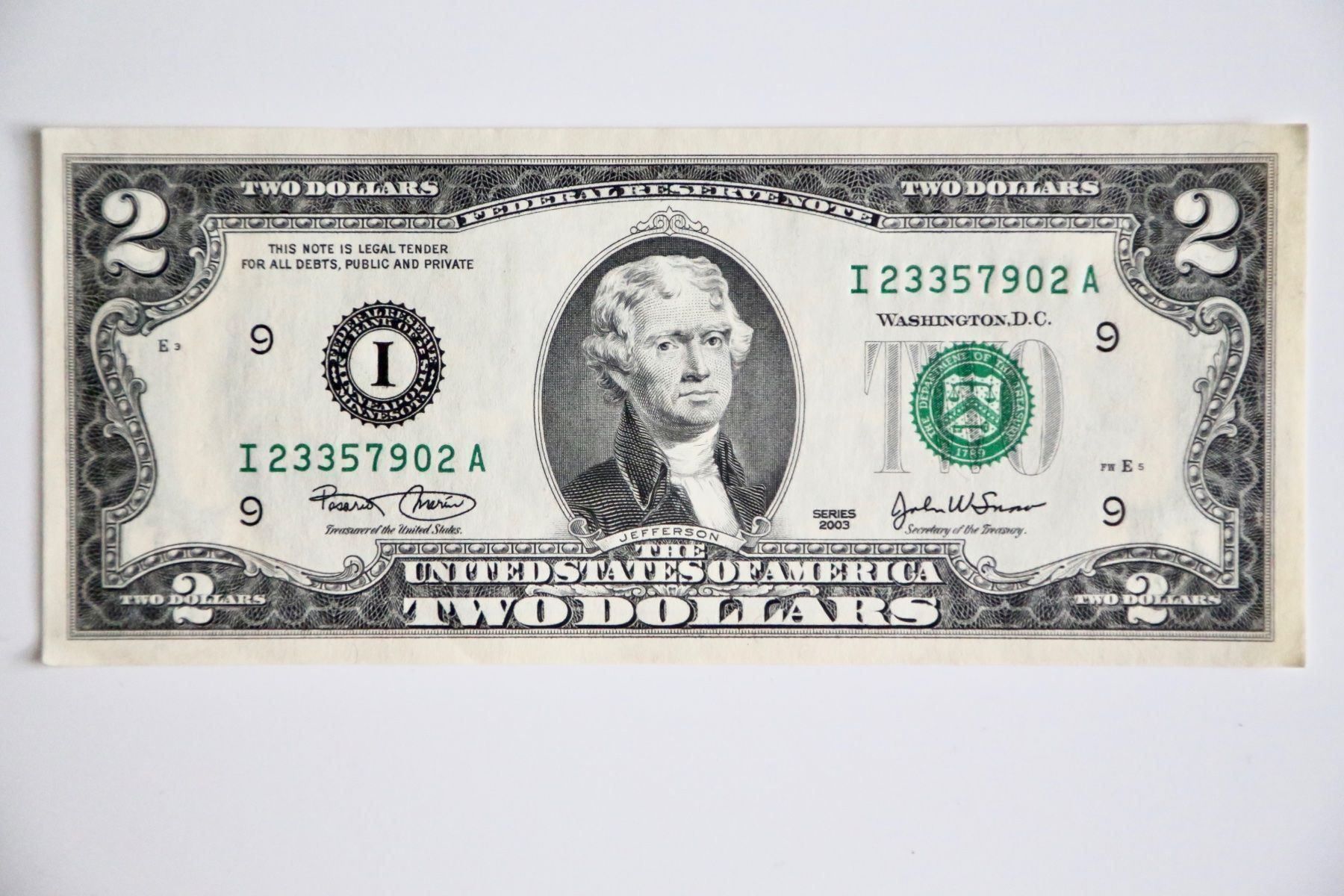 Banknoten: 2 Dollar Note bankfrisch – Neu (gemäss Beschreibung) aus Reinach BL von Han-Numismatik