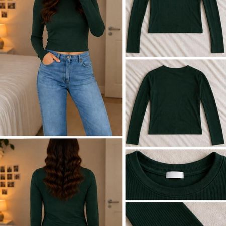 Bershka Women's Green Crop-top