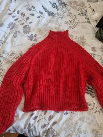 Red Knit Sweater Turtle Neck Size M