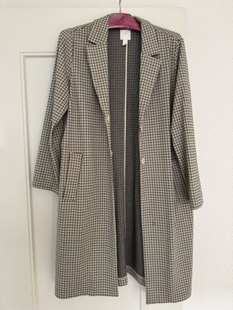 Damen Mantel H&M kariert beige schwarz lang guter Zustand