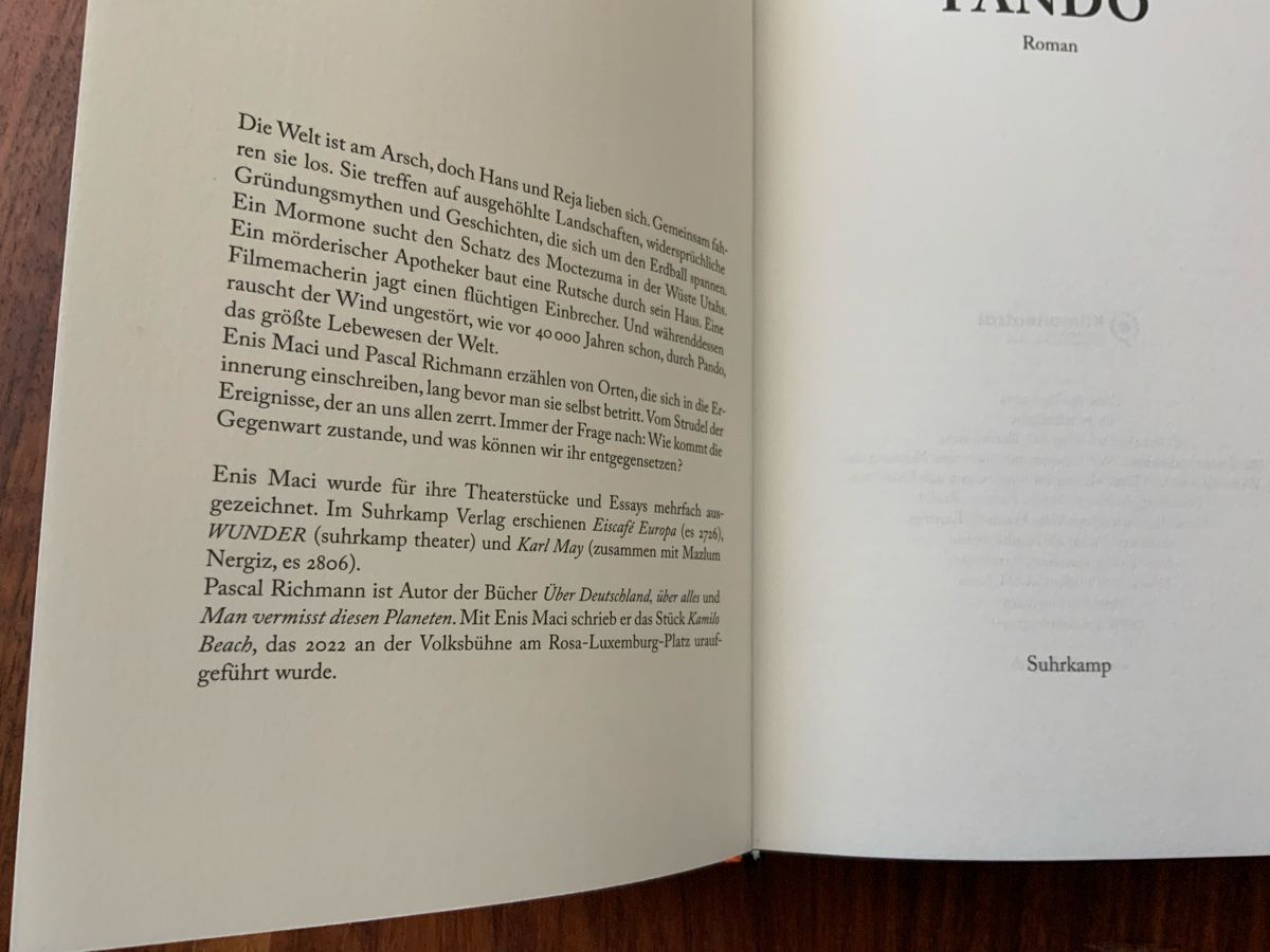 Libri: Neuer Roman "Pando" von Enis Maci & Pascal Richmann – Nuovo (secondo la descrizione) da Olten venduto da nachTagetes 2
