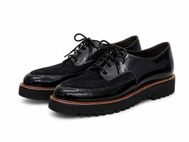 Paul Green Schnürschuhe 38 schwarz Lackleder-Velours