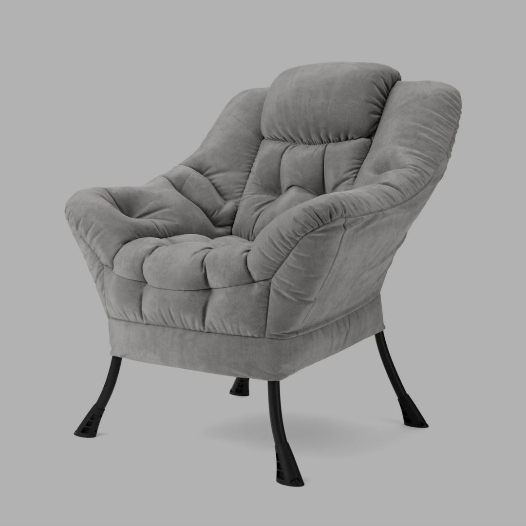 Poltrone: Sessel Grau Samt mit Metallbeinen – Nuovo e nell'imballaggio originale da St. Gallen venduto da reb_955g
