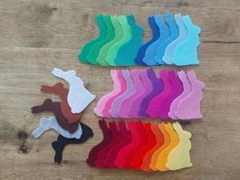 20 Stück Filz Hase + Schleife,gross 10.5*6.5 cm felt die cut