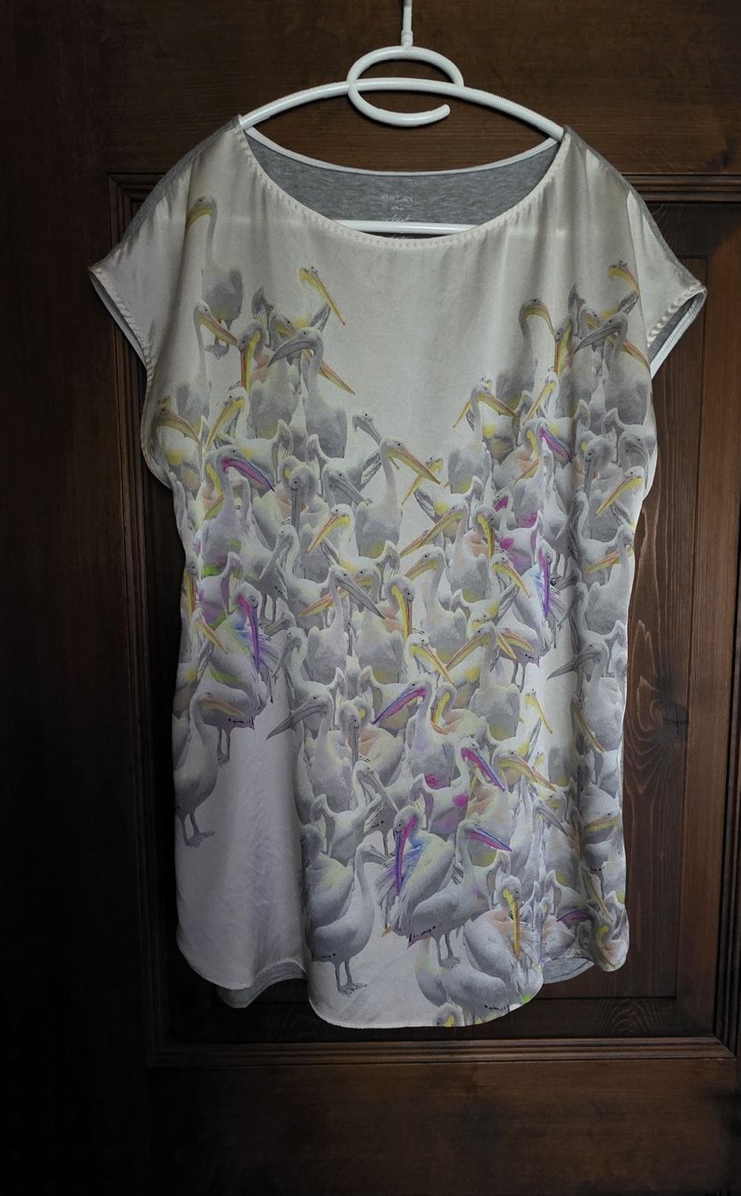 Marc Cain Camicette: Marc Cain Blusenshirt mit Pelikan-Print Gr.40 – Usato da Seewis Dorf venduto da kai_zg5c 1