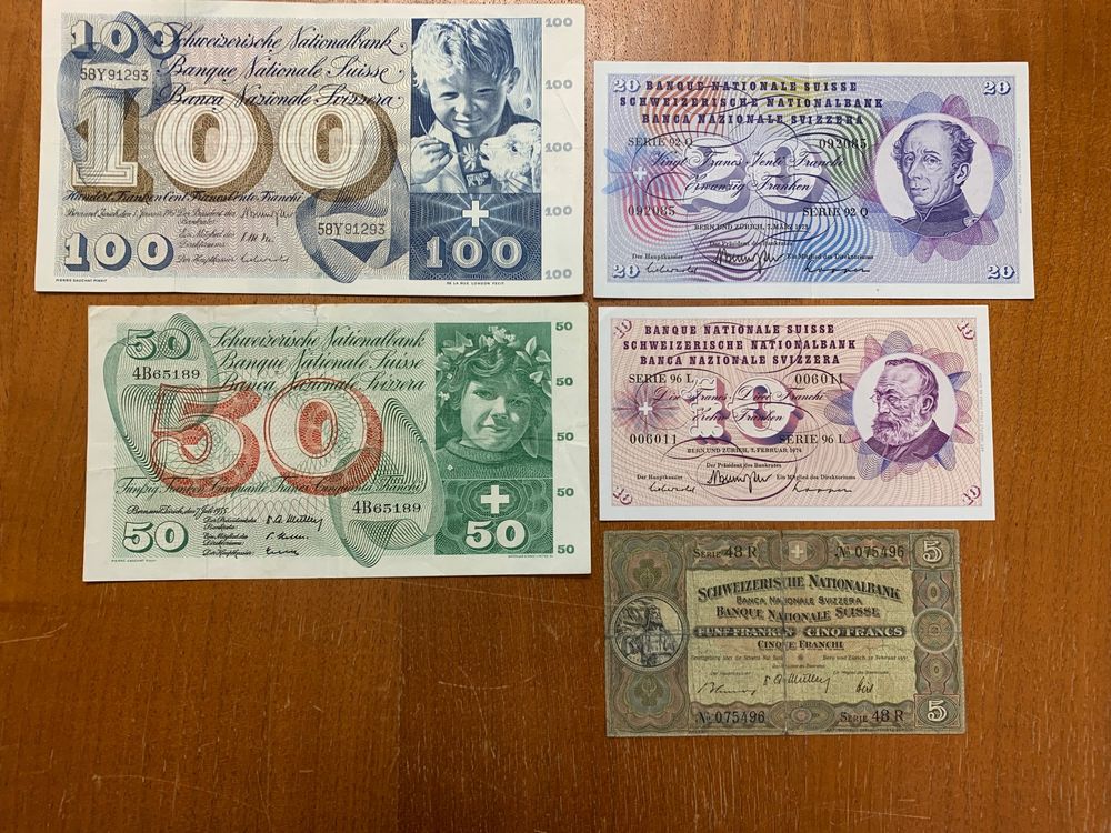 Reproduktion Finnische Mark Banknoten – 6 Scheine: 10, 20, 50, 100, 500, 1000 Mk, 2. Serie