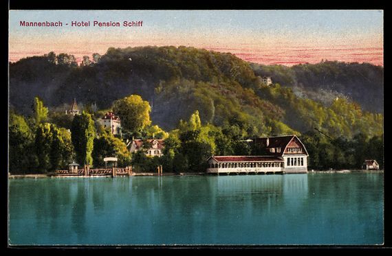 Cartoline postali: AK Mannenbach, Hotel Pension Schiff – Usato da Berlin venduto da bartko-reher
