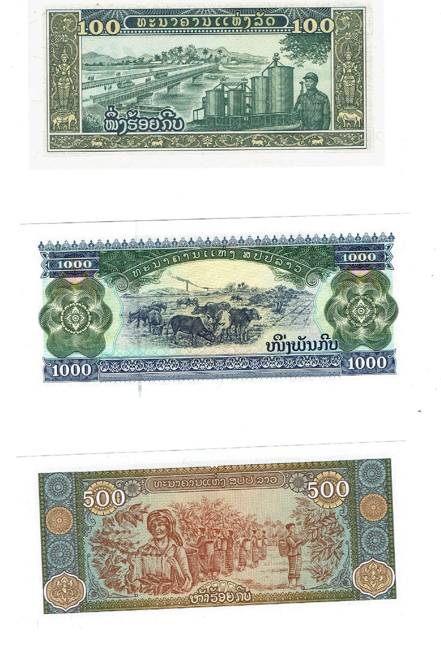 Banconote: Laos Set 3 Stk 100-1000 Kip UNZ Random Year – Nuovo (secondo la descrizione) da Steffisburg venduto da ber_8htf 1