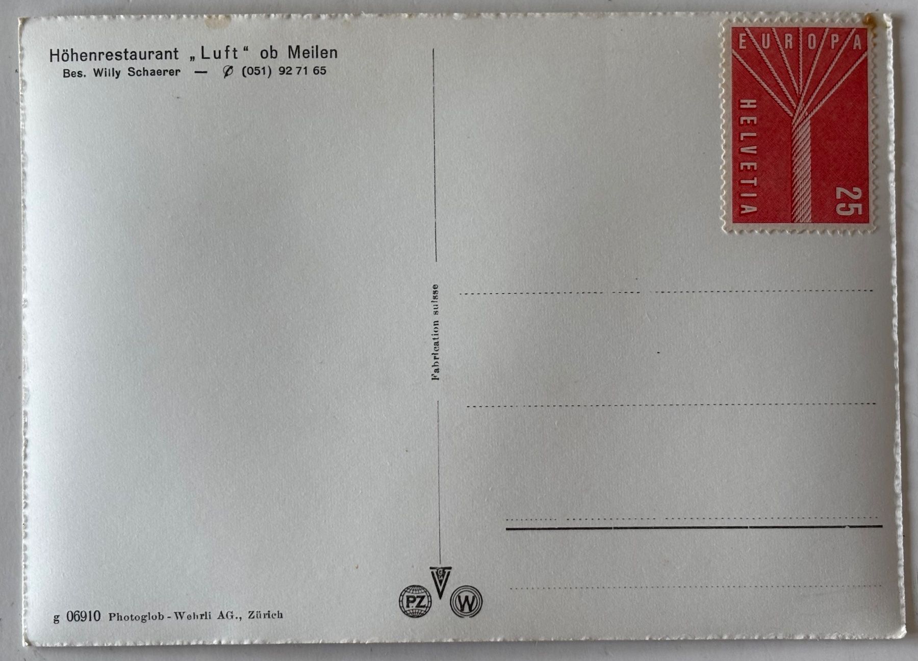Cartoline postali: Meilen, Höhenrestaurant "Luft" – Usato da Frauenfeld venduto da Merk52 1