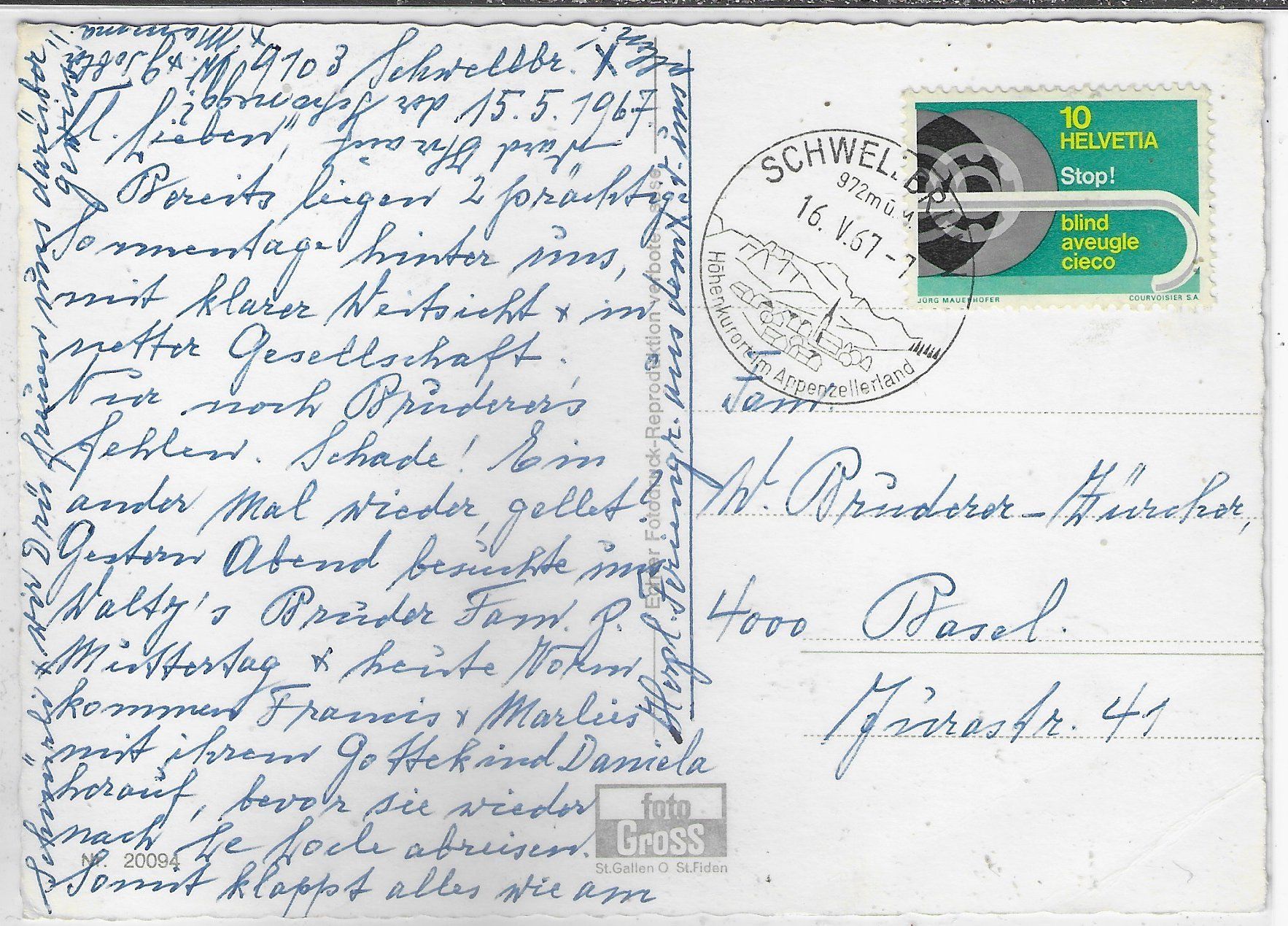 Cartoline postali: Schwellbrunn - Blick zum Säntis – Usato da Ettingen venduto da Kartenplanet 1