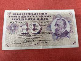 Seltene 10-Franken-Note von 1971, Serie 73X, Top Zustand