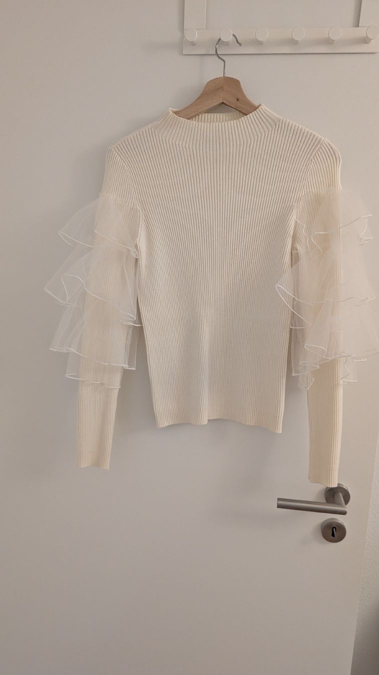 Twinset Pullover & Sweatshirts: Pull TWINSET blanc cassé avec détails en tulle – Neu (gemäss Beschreibung) aus La Conversion von deborah22