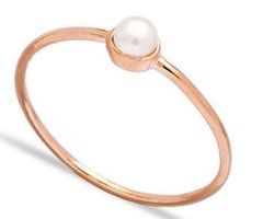 Ring 925 Silber roségold echte Perle fein filigran zart 57