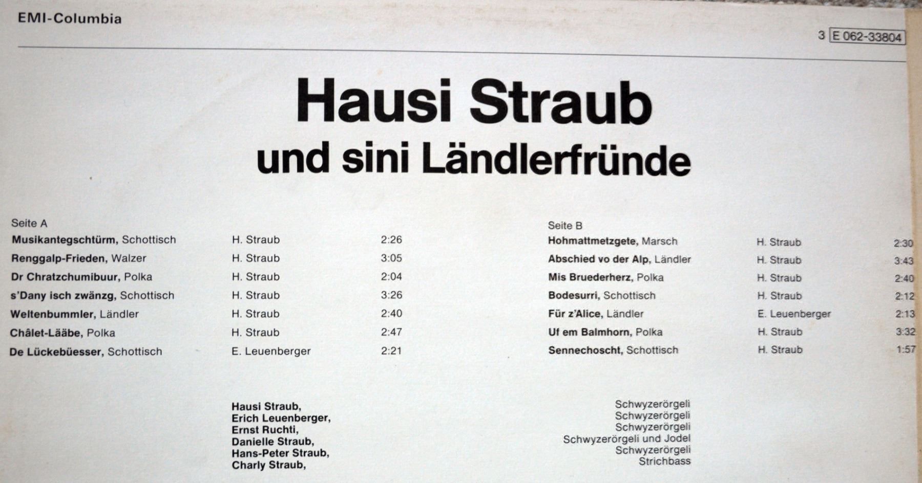 Dischi in vinile: HAUSI STRAUB UND SINI LÄNDLERFRÜNDE - LP GEWASCHEN – Usato da Unterseen venduto da vinylmore 1