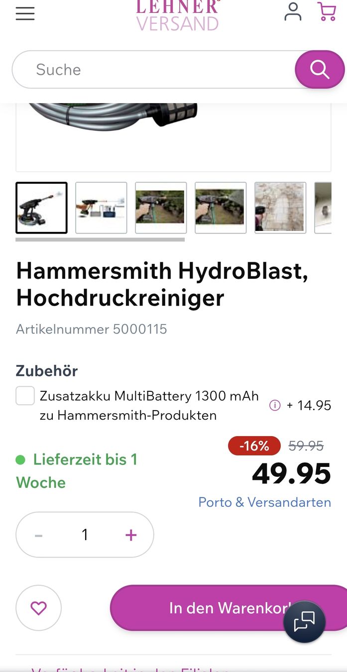 Idropulitrici ad alta pressione: Hydroblast mit Ersatzakku – Usato da Bärau venduto da flyer02 2