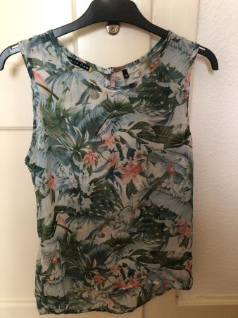 Chris Line Blusentop 36 Tropical Muster Ärmellos Chiffon
