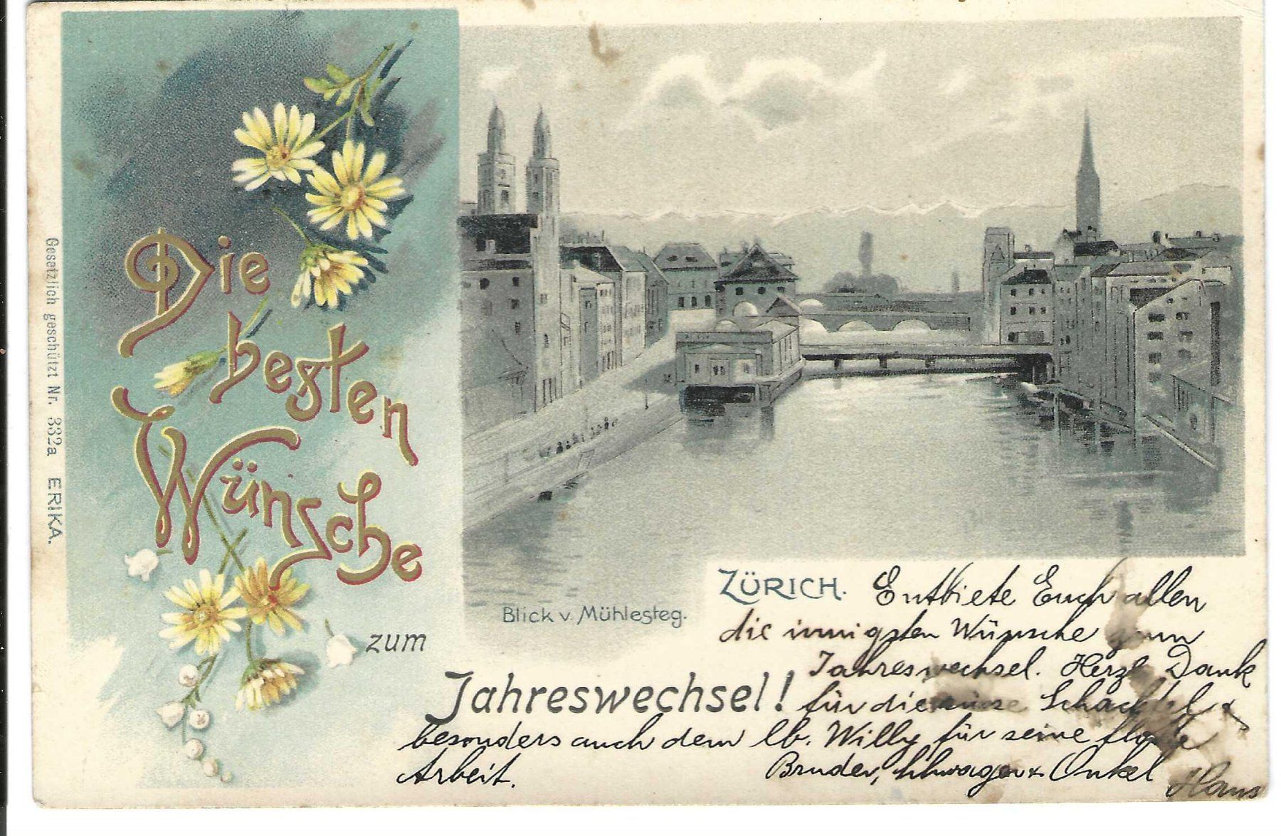 Cartoline postali: Zürich, Litho – Usato da Wildhaus venduto da Brunphil