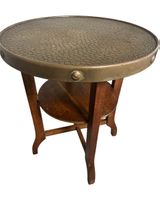 Vintage Side Table - Solid Wood & Metal Top - Unique!