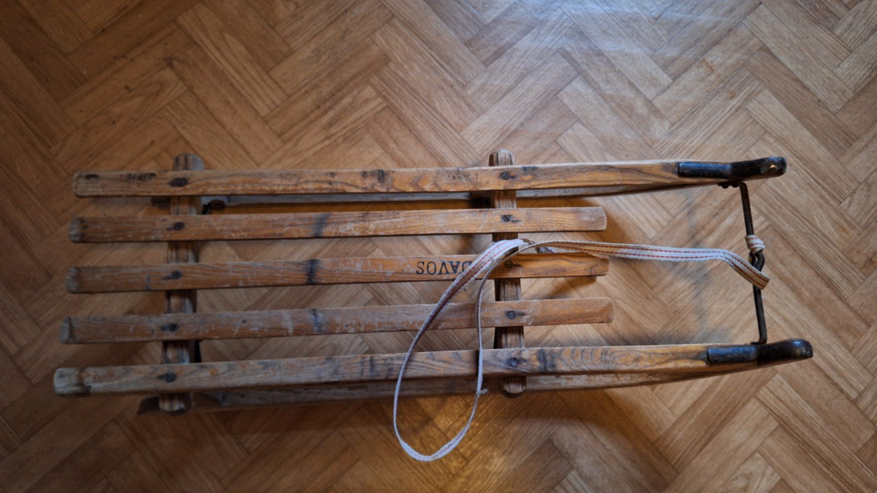 Xilografie: alter Davoser Holz Schlitten – Usato da Dornach venduto da majo8689 6
