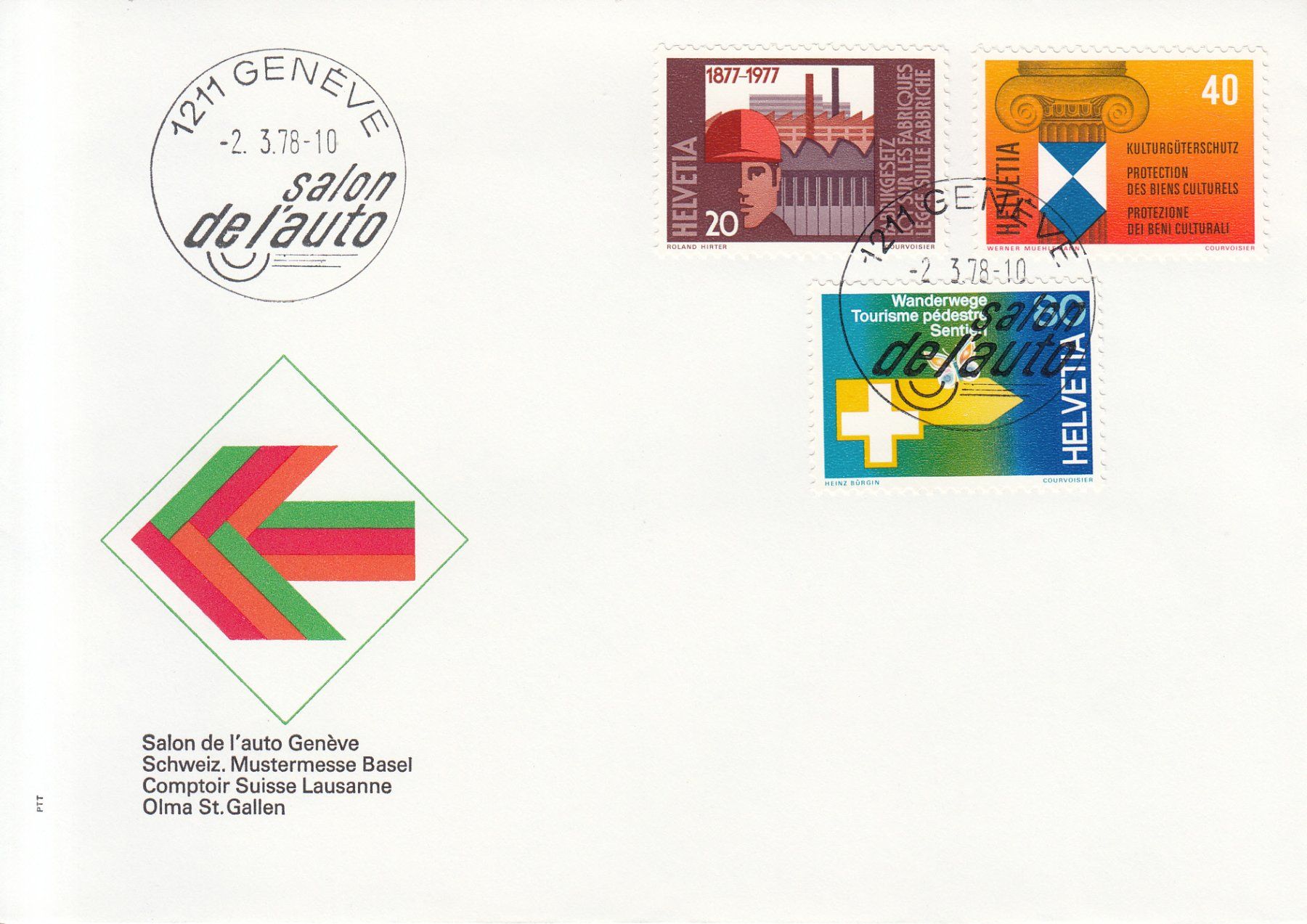 Alle Briefmarken: Sonderstempel SA. 46a Autosalon Genève 1978 – Gebraucht aus Bürglen TG von StampGraf