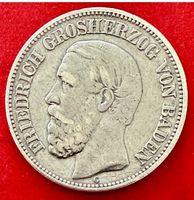 2 Mark 1877 G Kaiserreich Baden Silbermünze in Ss