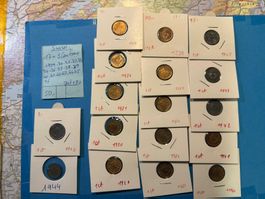 SUISSE : 17 X 1 CENTIME 1929 à 1946 - Bon état