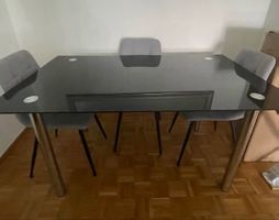 Esstisch Glas schwarz Metallbeine 150x50cm guter Zustand
