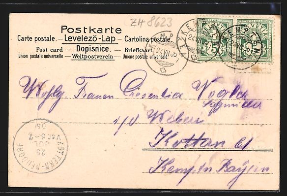 Cartoline postali: Litho Wetzikon, Kirche mit Umgebung, Pas – Usato da Berlin venduto da bartko-reher 1