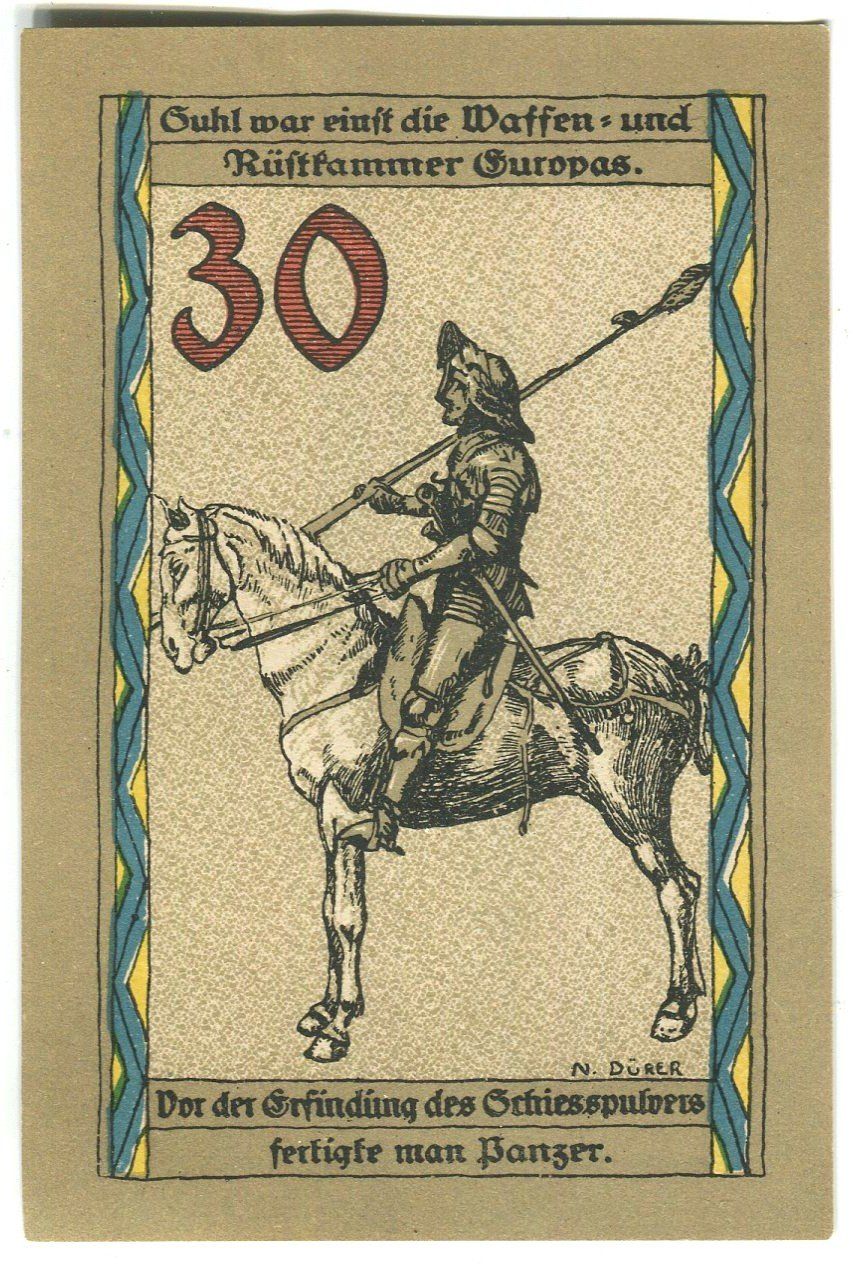 Banknoten: Notgeld "30 Pfennig. Suhl" – Gebraucht aus Basel von Butsch5