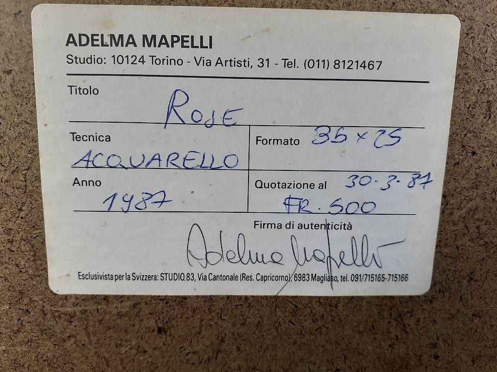 Gemälde: Acquarello " Rose " - Mapelli ' 87 – Gebraucht aus Arbedo von aladino666 2