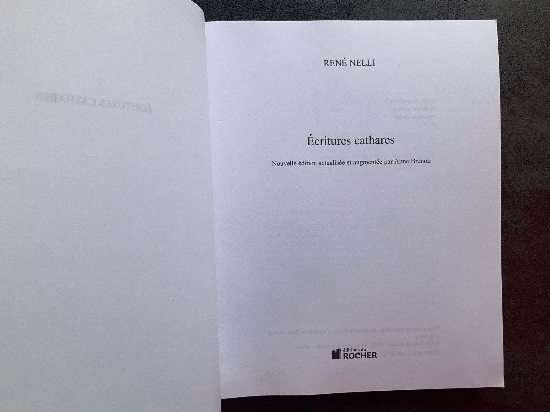Bücher: Écritures cathares René Nelli édition 2011 – Gebraucht aus Avenches von Lactobacille 1