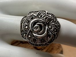 Vintage Ring Sterlingsilber, Markasiten, Gr. 55.5