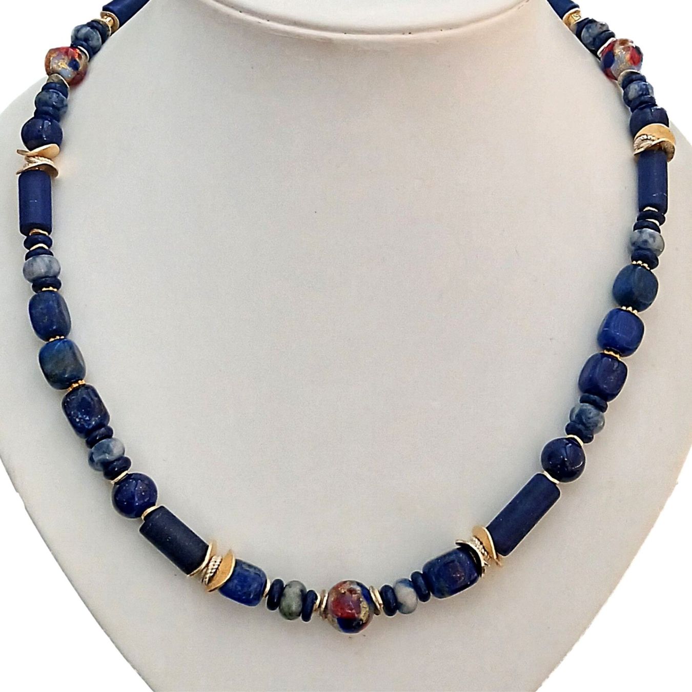 Colliers: Statement Lapislazuli  Murano Halskette  Unikat Silber – Neuf avec emballage d'origine à Lütisburg par Emarra 1