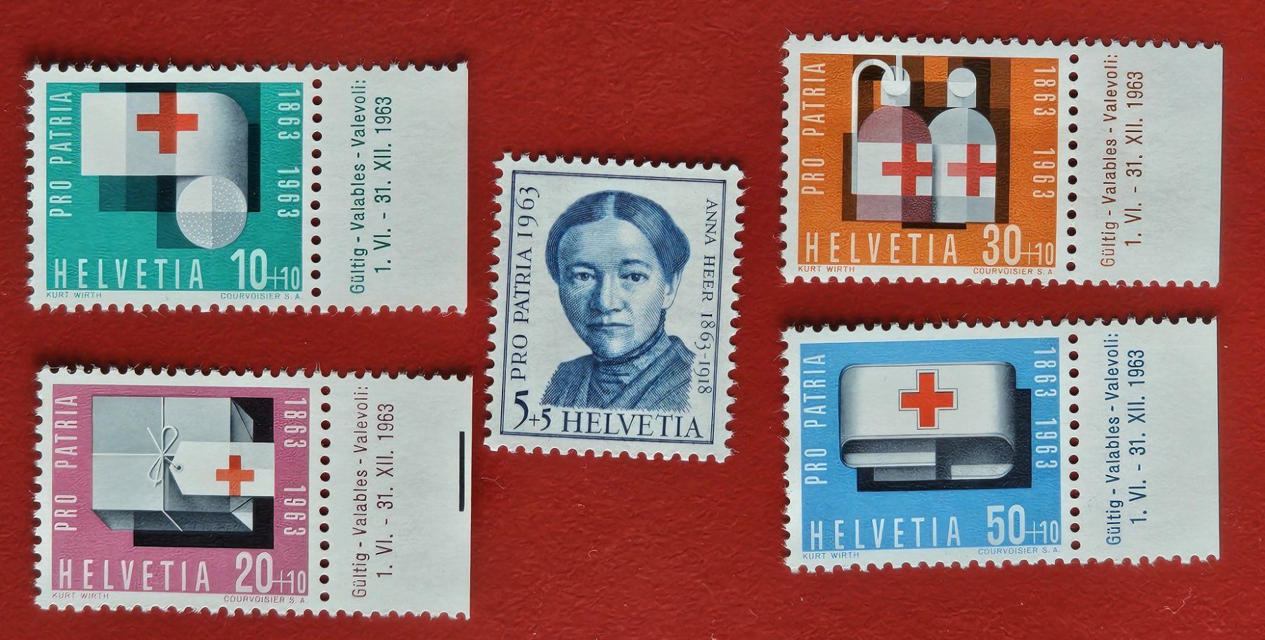 Tutti i francobolli: PRO PATRIA SATZ 113 - 117 ECKRAND 1963** POSTFRISCH – Nuovo (secondo la descrizione) da Düdingen venduto da Quartierstrasse