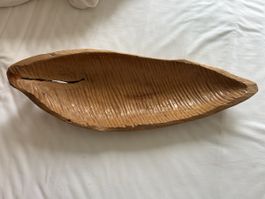 Holz Schale Platte Blatt 67 cm lang 