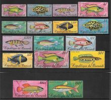 Burundi Serie 319 - 334 Fische * 1967