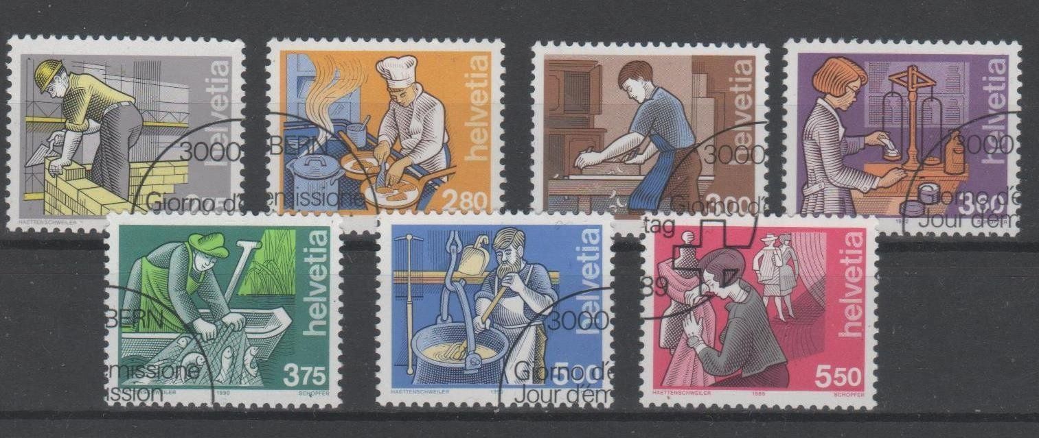 Tous les timbres: Mensch und Beruf I-III ET-gestempelt – D'occasion à Remetschwil par Hofiii