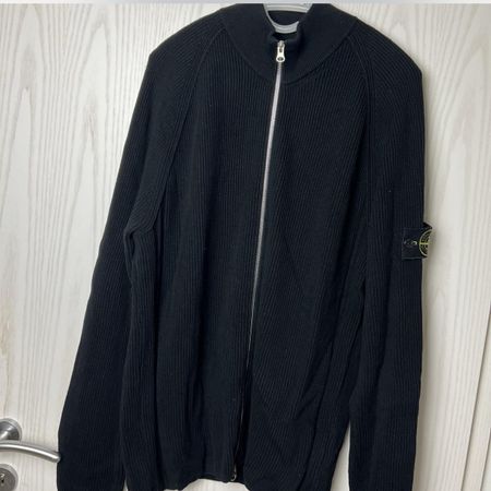 Stone Island Black Zip Knitted Sweater (100% baumwolle)
