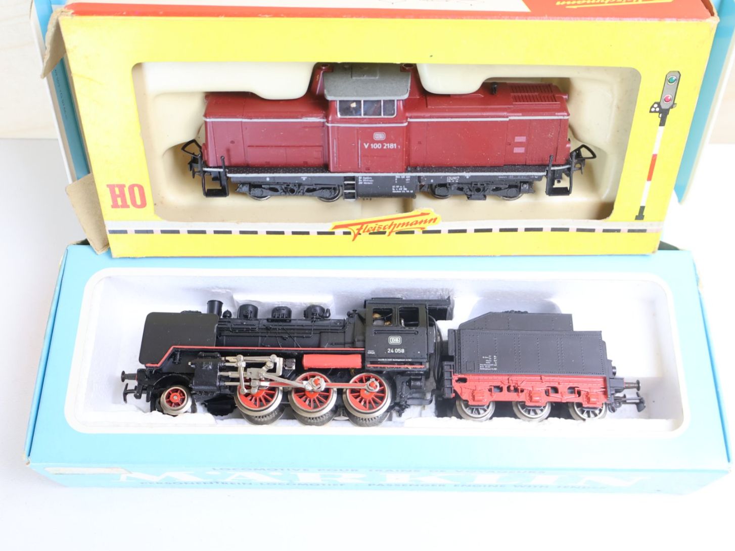 Fleischmann Modellini di ferrovie: Fleischmann/Hamo 2 x Dampflok/Rangierlok - DC H0 Doppelpack – Usato da Winterthur venduto da Monstera