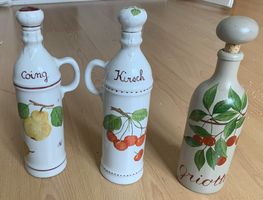 3 handbemalte Flaschen – Quitten - Kirsch - Griotte
