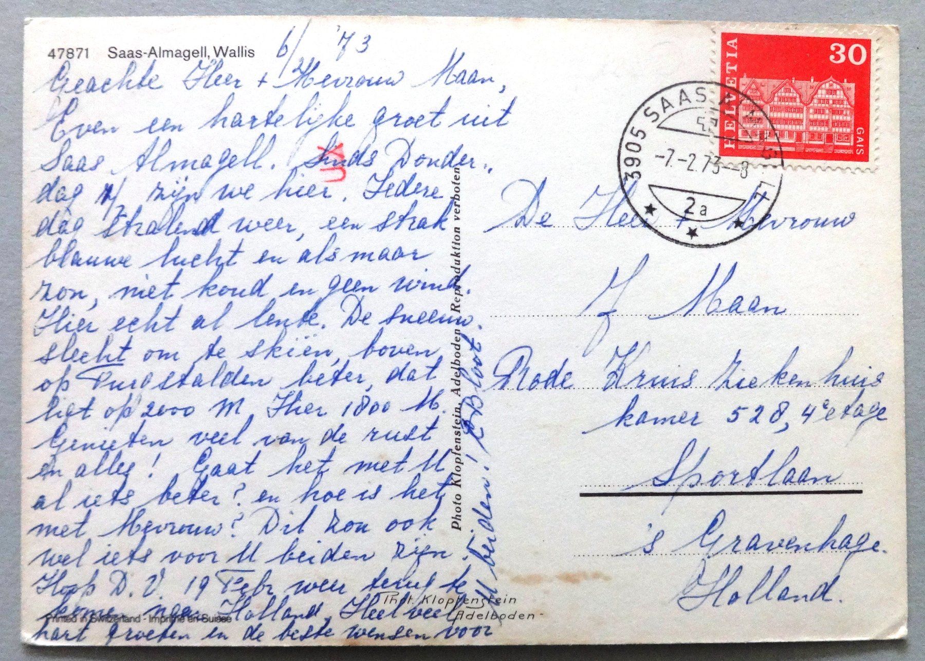 Cartoline postali: Saas-Almagell, Wallis – Difettoso da Fétigny venduto da Billy2miny 1