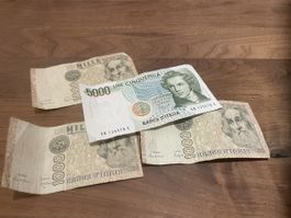 Italienische Lire Banknoten 3x 1000 und 1x 5000 gebraucht