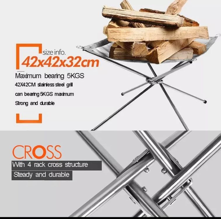 Wisyurt Faltbare Camping-Feuerstelle - Tragbares Lagerfeuer Aus Edelstahl