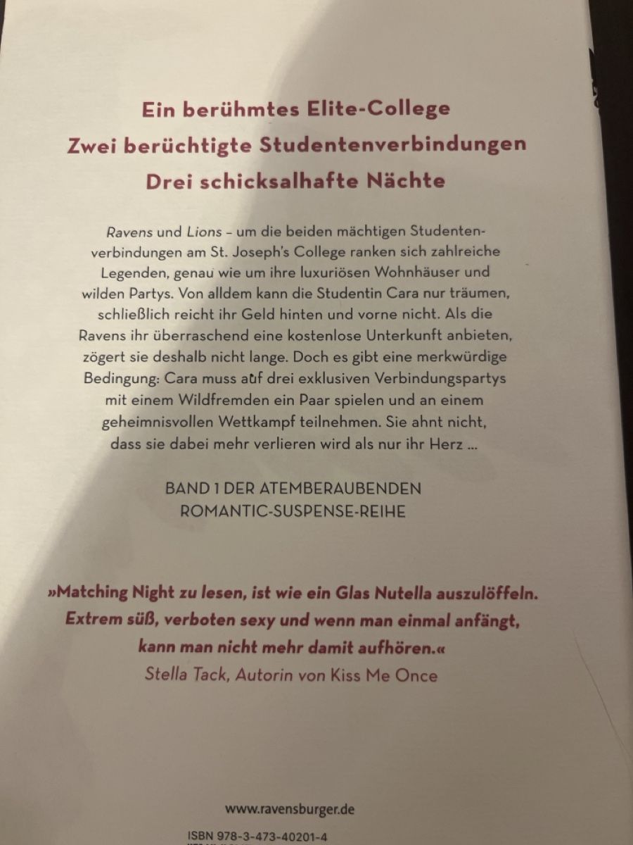 Libri: Matching Night 1 - Stefanie Hasse - signiert  – Nuovo (secondo la descrizione) da Winterthur venduto da emma_zw 1