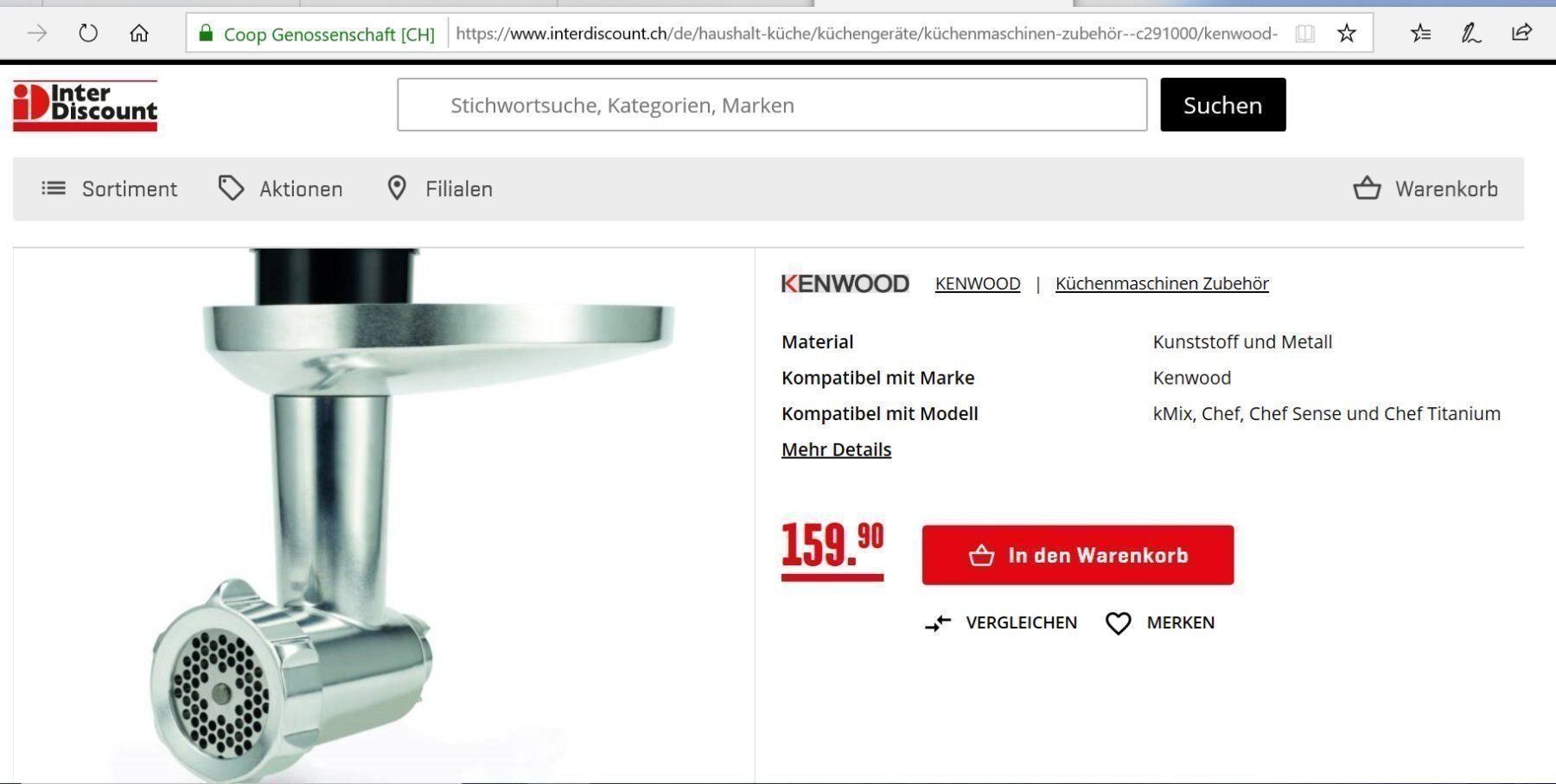 Kenwood Appareils de cuisine: KENWOOD KAX950ME Fleischwolf – D'occasion à Porrentruy par Danreisende 5